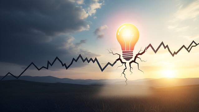 Economic trend ruptures underpinning under geopolitical tensions showing landscape shift with symbolic idea