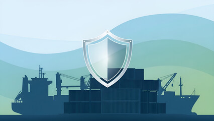 Maritime trade secures global commerce near shipping lanes with cyber shield protection.