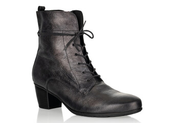 Stylish black leather lace up boot