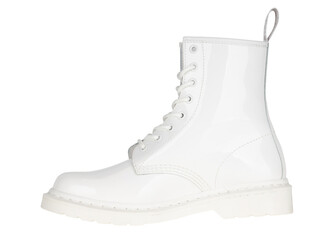 White Patent Leather Fashion Combat Boot