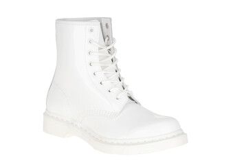 White Shiny Patent Leather Combat Boot