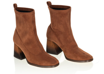 Brown Suede Ankle Boots with Heels