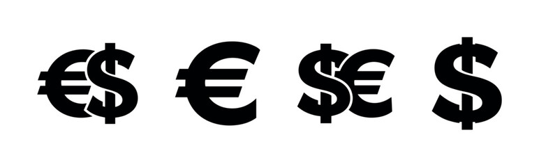 Fototapeta premium Currency symbols vector icons set: euro, dollar, financial design elements