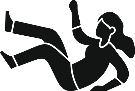 Woman floating or falling illustration representing motion, accident, or losing balance