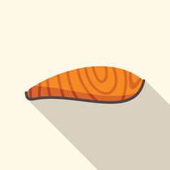 Salmon fillet icon with flat design style and long shadow