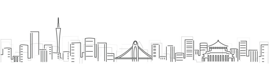 Guangzhou Simple Dark Lines Skyline on White Background