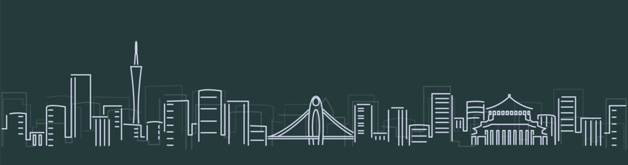 Guangzhou Simple Lines Skyline on Dark Background