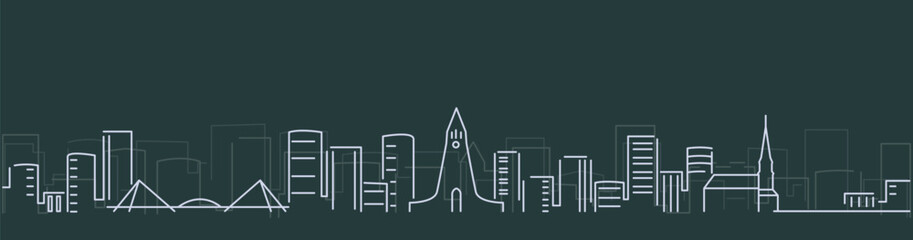 Reykjavik Simple Lines Skyline on Dark Background