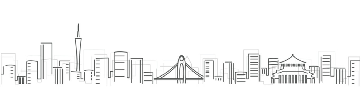 Guangzhou Simple Dark Lines Skyline on White Background