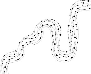 Flowing line generates wave paths with repeating dots that indicate movement cycles over an open field.