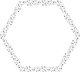 Polygonal route defines angles through a continuous line with dot accents.