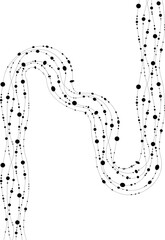 Curved path advances through space with dots that suggest continuity.