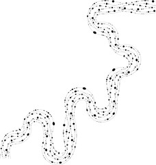 Circular maze evolves from wave motion and dots that indicate looping travel.