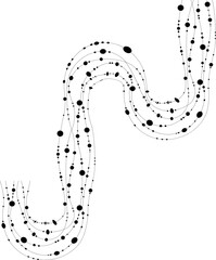 Square outline emerges from wave paths and dots that trace edges.