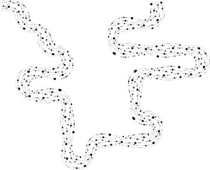 Maze layout emerges from zigzag direction and wave turns with dots.