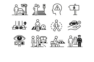 Urban icon trust rule crossing behavior compliance vector public lawful obey awareness