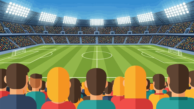 Vibrant soccer stadium crowd cheers on their team with excitement and energy