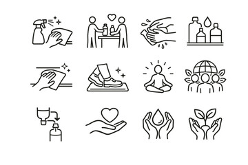 Fototapeta premium Guidance space eco public step vector etiquette respect icon clarity shared care