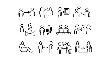 Comfort coexistence icon etiquette cue spatial vector personal shared icons sensitivity museum