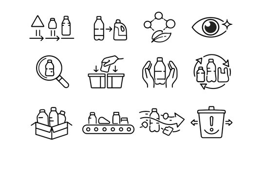 Icons stream vector plastics icon recyclable control type cue minimalist step awareness
