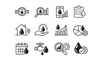 Mindful resource usage measurement vector tool water habit icon awareness insight