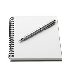 Silver pen on notebook isolated on transparent background
