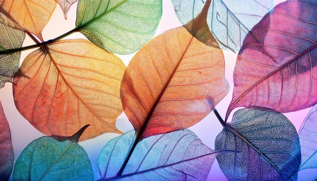 transparent colorful leaves in a gradient pattern - Powered by Adobe