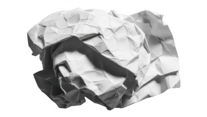 Crumpled aluminum foil isolated on transparent background