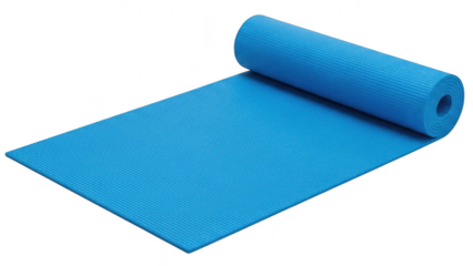 Blue yoga mat isolated on transparent background