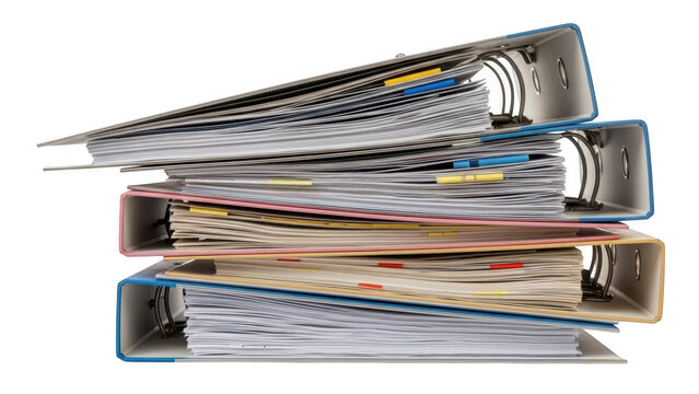 Stack of binders isolated on transparent background