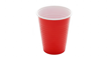 Red plastic cup isolated on transparent background