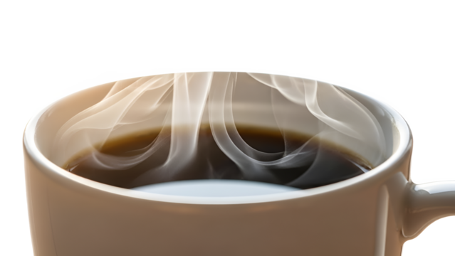Steaming hot cup of coffee isolated on white background - Powered by Adobe