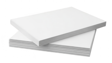 Stack of white printer paper isolated on transparent background