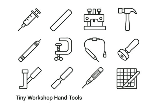 Vector cutter icon tools hammer craft tool icons glue mat syringe fixture