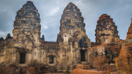 Wat Prang Sam Yot temple in Lopburi province, Thailand, known for its many monkeys
