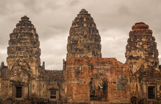 Wat Prang Sam Yot temple in Lopburi province, Thailand, known for its many monkeys