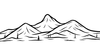 mountain landscape, line art style illustration © Artmoreink
