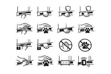 Naklejka premium Vector protection paw logic icon care hand awareness safety set small
