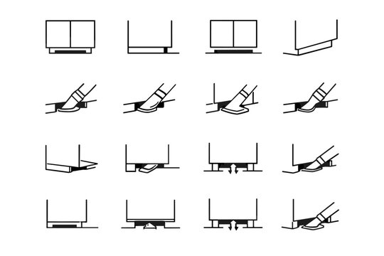 Vacuum recessed icon calm gap nozzle vector toe silhouette defined kick opening