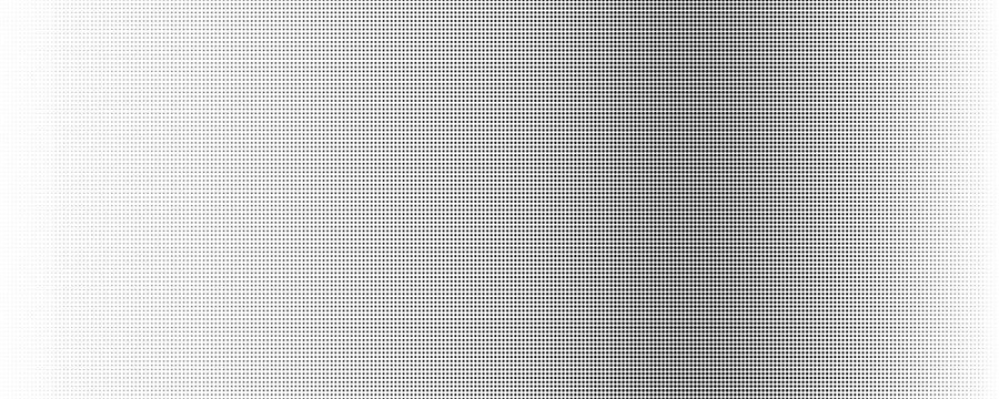 Halftone dot gradient texture with dense center fading outward, black comic pop art raster background