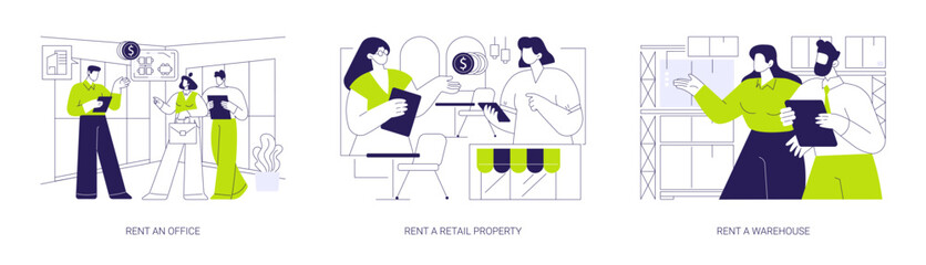 Renting commercial property isolated cartoon vector illustrations se