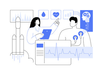 AI-Augmented Astronaut Health Monitoring abstract concept vector illustration.