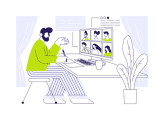 Online meeting isolated cartoon vector illustrations.