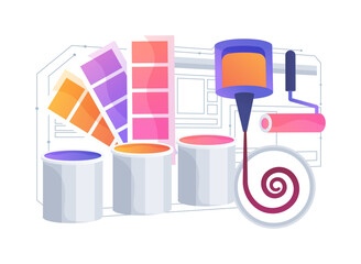 Robotic Paint Mixing abstract concept vector illustration.