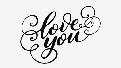 Elegant Handwritten Love You Calligraphy Lettering