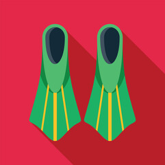Pair of green flippers for water sports on a red background © anatolir