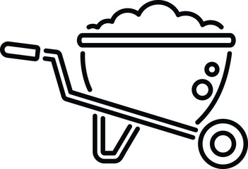Wheelbarrow filled with dirt, representing construction, gardening, and renovation tasks