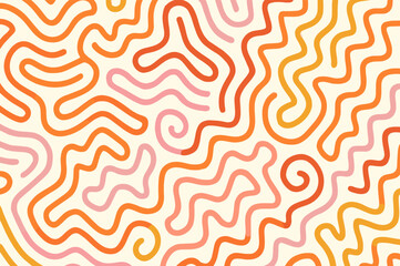 Colorful abstract pattern with wavy lines in red, pink, and yellow