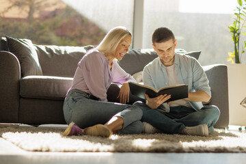 Couple looking at a photo album
