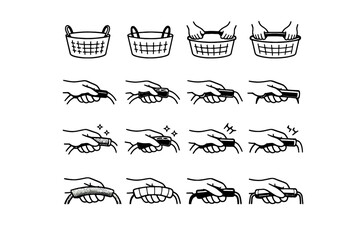 Material laundry rigid icon selection soft icons calm logic basket vector hard